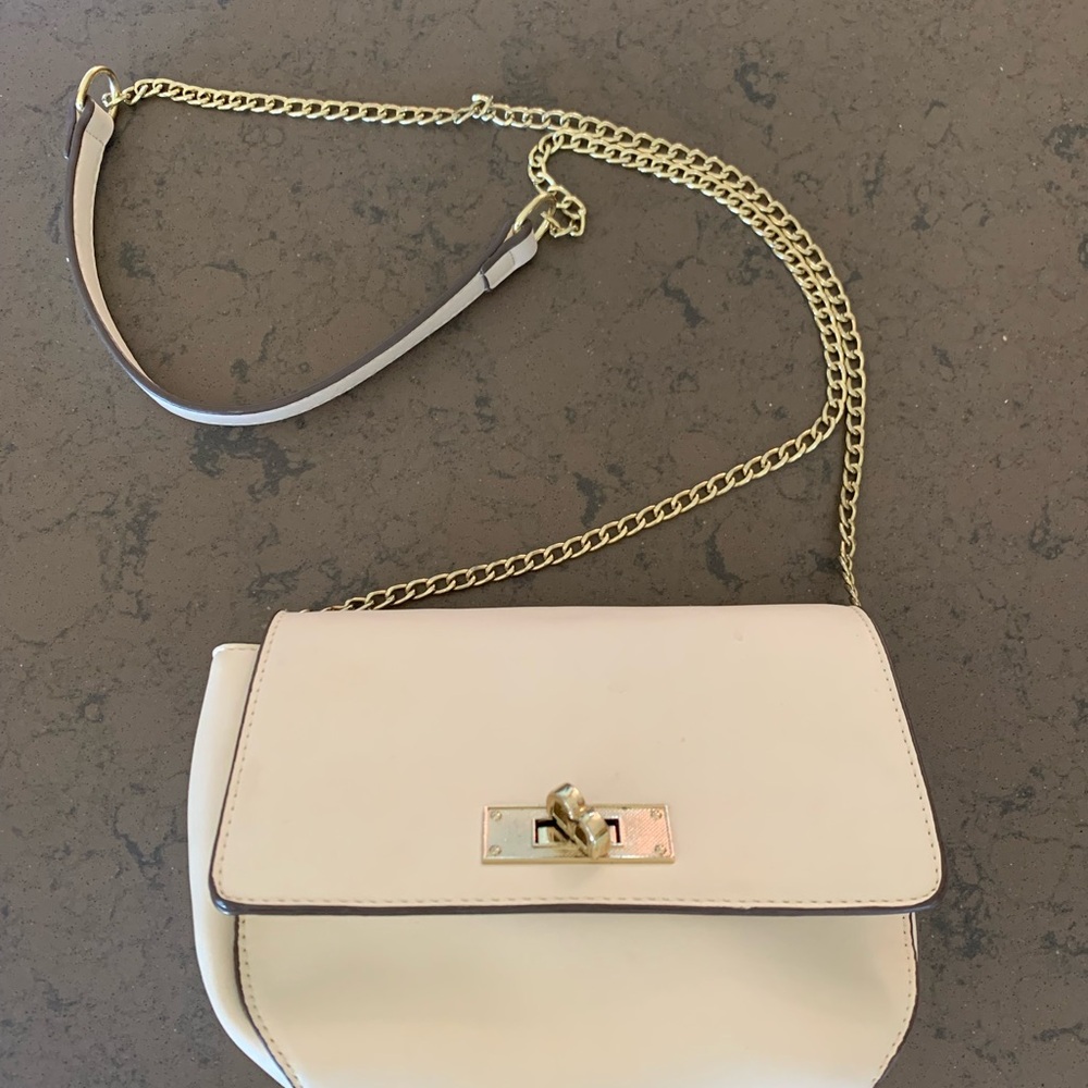 BCBGeneration Cream Crossbody Bag with Gold Chain